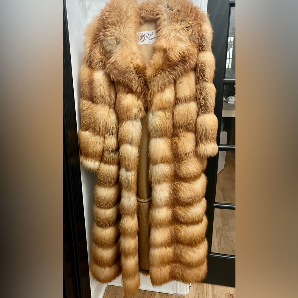Authentic vintage red Fox fur ADJUSTABLE LENGTH coat